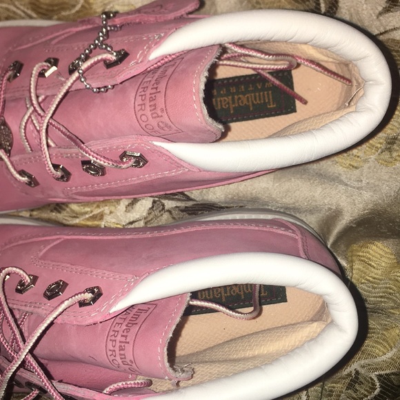 Pink Timberland Waterproof Ankle Boots with white - Picture 5 of 5